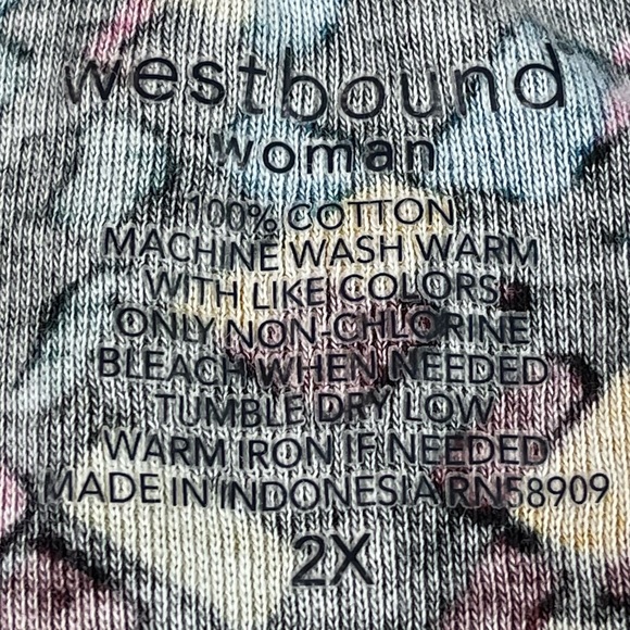 Westbound plus size 2x rainbow color random pattern crew neck long sleeve shirt - Picture 9 of 9